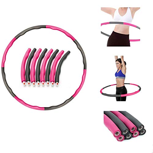 All-Purpose Hula Hoop, Hula Hoop Plegable Ondas ponderadas 8 Secciones para Ejercicio, Gimnasio Acolchado con Espuma Hoola Hoops para jóvenes Adultos Damas