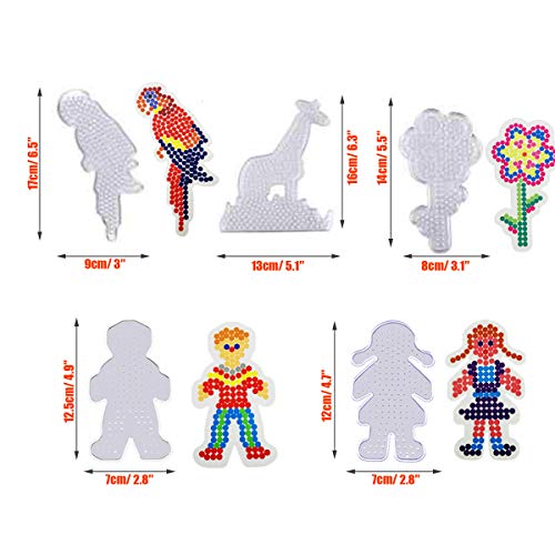 Allazone 5mm 22 Pz Animal Pegboards Plantillas Grandes con Cuentas Blancas, Papel de Planchado y Llavero, Placas Cuadrado Transparente para Cuentas Niños Artesanía Perlas