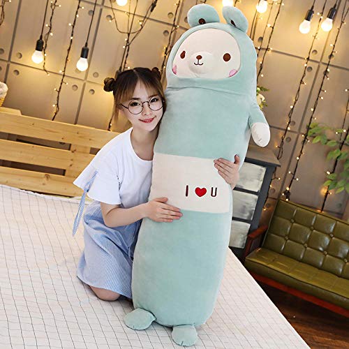 Almohada Embarazada 30/60 Cm Suave Animal De Dibujos Animados Almohada Cojín Lindo Perro Gordo Gato Totoro Pingüino Cerdo Rana Juguetes De Peluche Encantador Regalo De Cumpleaños-65Cm_Oso Verde