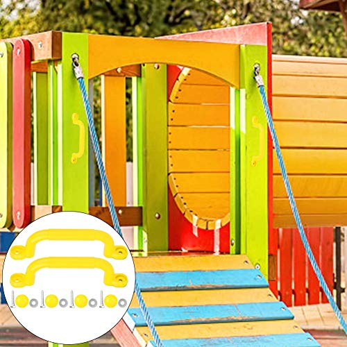 Alomejor Juego Asas de Agarre para niños Juegos de Seguridad Antideslizante Juego de Asas Tornillos Kits para la casa del árbol de Escalada de Juguete Columpio de Accesorios(Amarillo)