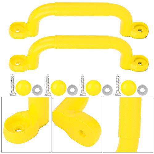 Alomejor Juego Asas de Agarre para niños Juegos de Seguridad Antideslizante Juego de Asas Tornillos Kits para la casa del árbol de Escalada de Juguete Columpio de Accesorios(Amarillo)