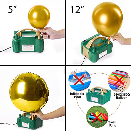 AMBA Inflador de Globos, 18 piezas Inflador de Globos Electrico, 220V-240V 600W Inflador Electrico Globos, Boquilla Doble Inflador Globos, Portátil Inflador de Globos para Partido Globos