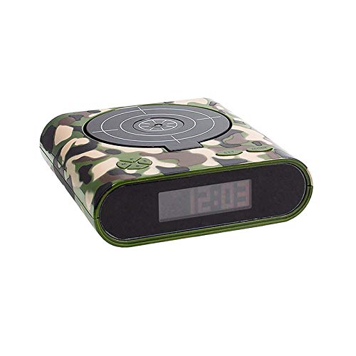 Amecty Novelty Target Alarm Clock, Reloj Despertador de Disparo por inducción infrarroja con Pistola, para niños y Adultos, Juguete de Regalo (Camuflaje)