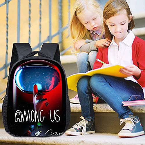 Among us Mochila Escolar, BKJJ Among Us Juegos Mochila Escolar Mochila, Juego Among Us Bolsas Escolares de Impresión 3D Bolsa, Juego Mochilas Escolares Juveniles Bolsillo Delantero, Regalos Para Niños