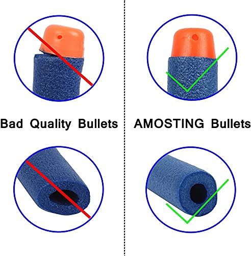 AMOSTING Dardos para Nerf 100 Piezas 7,2 cm Espuma Suave Balas Espuma Niño para N-Strike Elite Blasters Pfeile Dart Bullets con Bolsa de Almacenamiento Pistola de Juguete para Niños - Azul