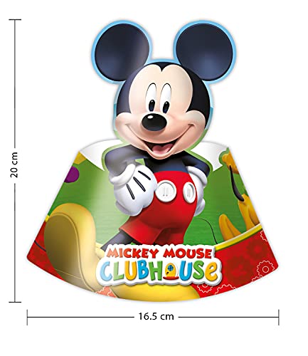 amscan 81516 Pack 6 Gorros Mickey Mouse, cartón, Multicolor