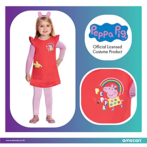 amscan 9905929 Vestido rojo con diseño de Peppa Pig, 2-3 años-1 pieza