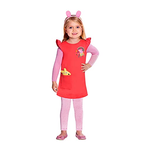 amscan 9905929 Vestido rojo con diseño de Peppa Pig, 2-3 años-1 pieza