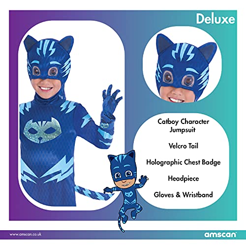 amscan- Disfraz PJ Mask Cat Boy Luxe (7-8 años), multicolor, 7AM9902966