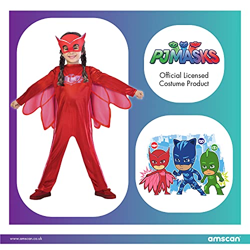 amscan PJMASQUES BIBOU-Owlette Disfraz 9902950, Rojo, 7/8 años