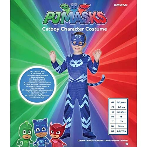 amscan PJMASQUES YO-Catboy - Disfraz para mujer, 9902954, azul, 7/8 años