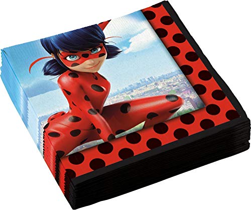 Amscan/Hobbyfun Set de fiesta de 44 piezas de Miraculous Ladybug, platos, vasos, servilletas y pajitas para 8 niños