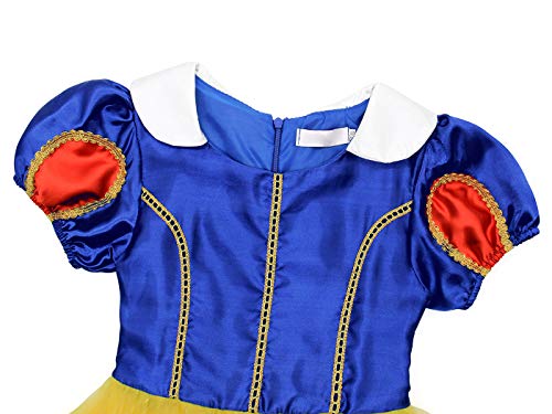 AmzBarley Disfraz Vestido Princesa Blancanieves Niña Tutu Ceremonia,Traje Niña,Disfraz Infantil Fiesta Carnaval Cosplay Halloween con Accesorios, 5-6 Años