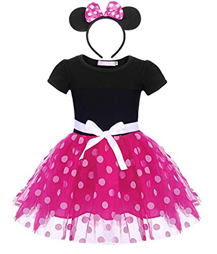 AmzBarley Vestidos de Princesa Tutú Lunares Disfraces Infantil con Diadema Traje de Fiesta Ropa Bebés Niñas para Carnaval Bautizo Cumpleaños Ballet Baile Navidad Halloween Cosplay Ceremonia