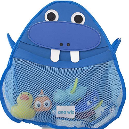 Ana Wiz Animal Bath Tidy Storage para juguetes, varios diseños, morsa azul, 0,03 ml