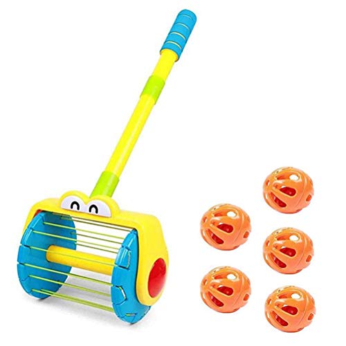 Andador de empuje eléctrico & Whirl Scoop A Ball Launcher Walker Set, Kids Pretend Play Aspiradora eléctrica Herramientas de limpieza Juguete Cochecito educativo para niños pequeños Juego interactivo