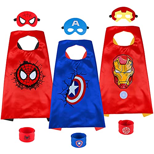 ANGELEMM 3 Pcs Capa de Superhéroe para Niños, Disfraz Carnaval Superheroes Juguetes Regalos Niña y Niño 3 4 5 6 Años, Disfraces Halloween Infantiles para Cosplay de Fiesta de Cumpleaños de Navidad