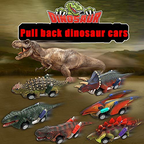 Angusiasm Coches Juguete para Niños Dinosaurios Juguetes Animales Juguetes Pack de 6 Vehículos para Niños de 2 3 4+ Años