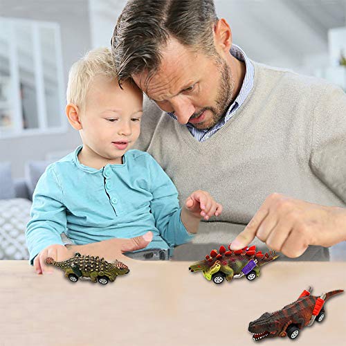 Angusiasm Coches Juguete para Niños Dinosaurios Juguetes Animales Juguetes Pack de 6 Vehículos para Niños de 2 3 4+ Años