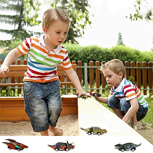 Angusiasm Coches Juguete para Niños Dinosaurios Juguetes Animales Juguetes Pack de 6 Vehículos para Niños de 2 3 4+ Años