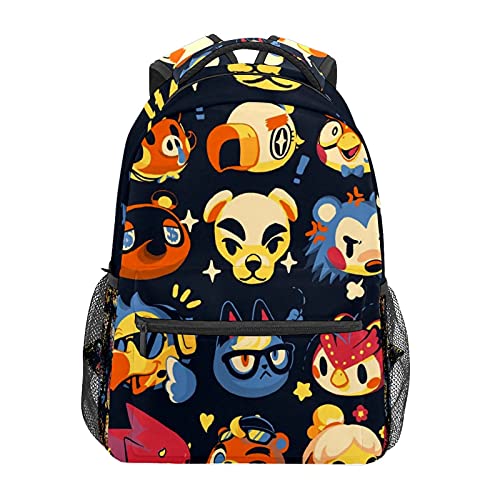 Animal Crossing FacesBackpack mochila escuela primaria adolescente niño escuela escuela bolsa niños escuela bolsa de hombro bolsa de viaje portátil mochila