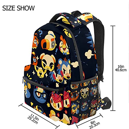 Animal Crossing FacesBackpack mochila escuela primaria adolescente niño escuela escuela bolsa niños escuela bolsa de hombro bolsa de viaje portátil mochila