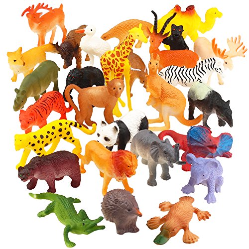 Animales De Juguete, Paquete De 64 Mini Animales de la Selva De Plástico, Juguetes Funcorn, Conjunto De Juguetes Realistas De La Jungla, Figuras De Animales Para Niño Niña Regalos Juguete Educativo