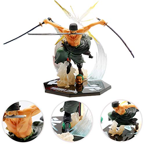 Anime One Piece Figura,Roronoa Zoro Purgatory Devil Slash Anime Figura 15cm-New World-Figurilla Decoración Adornos Coleccionables Juguete Animaciones Modelo de Personaje