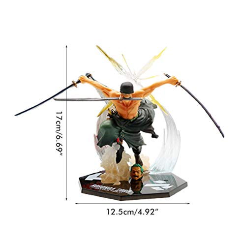 Anime One Piece Figura,Roronoa Zoro Purgatory Devil Slash Anime Figura 15cm-New World-Figurilla Decoración Adornos Coleccionables Juguete Animaciones Modelo de Personaje