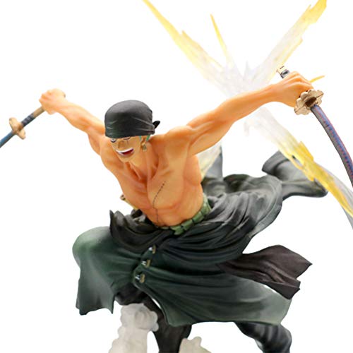 Anime One Piece Figura,Roronoa Zoro Purgatory Devil Slash Anime Figura 15cm-New World-Figurilla Decoración Adornos Coleccionables Juguete Animaciones Modelo de Personaje