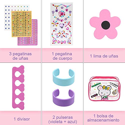 Anpro Kit de Manicura,Esmalte de Uñas Desgarrado para Niñas, Juguetes para Chicas, Regalo de Princesa para Niñas en Fiesta,Cumpleaños,Navidad