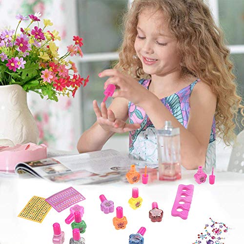 Anpro Kit de Manicura,Esmalte de Uñas Desgarrado para Niñas, Juguetes para Chicas, Regalo de Princesa para Niñas en Fiesta,Cumpleaños,Navidad