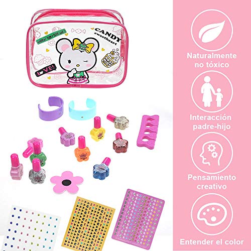 Anpro Kit de Manicura,Esmalte de Uñas Desgarrado para Niñas, Juguetes para Chicas, Regalo de Princesa para Niñas en Fiesta,Cumpleaños,Navidad