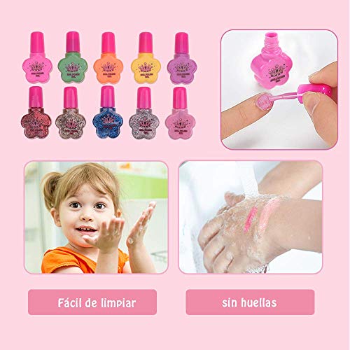 Anpro Kit de Manicura,Esmalte de Uñas Desgarrado para Niñas, Juguetes para Chicas, Regalo de Princesa para Niñas en Fiesta,Cumpleaños,Navidad