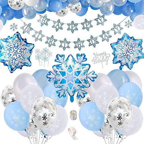 Anyingkai Frozen Cumpleaños Decoracion,Cumpleaños Frozen Decoracion,Frozen Fiesta Infantil,Cumpleaños Frozen,Globos Azules,Frozen Fiesta,Frozen Kit