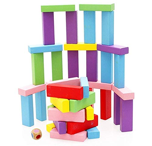 Aoi Tablero de apilamiento de Madera, Juego de Bloques de caída de la Torre de Madera Colorida para niños y Adultos, Juguetes educativos de diversión 48 Piezas