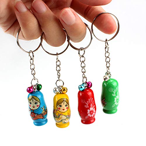 AOLYDA 12 unids/set matryoshka llaveros rusos muñecas de anidación llavero matryoshka figuras de juguete niños regalo color al azar