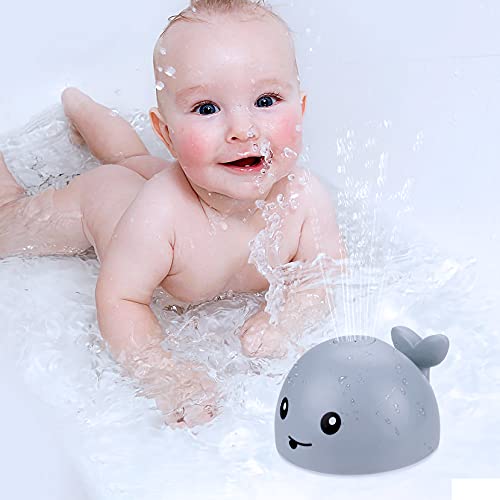 aovowog Juguetes de Baño Juegos Bañera Juguete de la Piscina para Bebé 3 4 5 6 Años,2 in 1 Juguete de Agua Rociador de Ballenas Vehículo Coche de Juguete con Luces,Regalo para Niño Niña