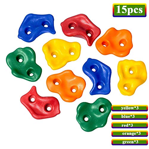 APJJ Rocodromo, Presas Escalada Niños Climbing Stones Set 15 Agarraderas para Trepar Árboles Y 6 Correas De Trinquete para Niños Y Escaladores Adultos