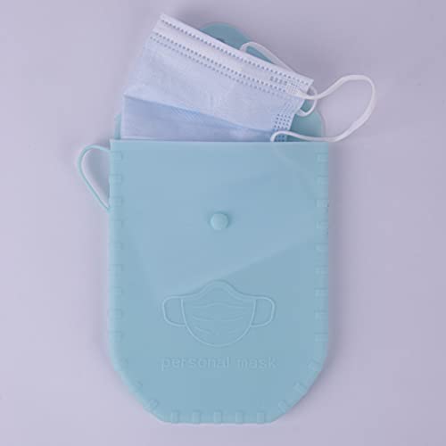 APLI - 18830 - Porta mascarillas de silicona con cierre de botón color AZUL - Portamascarilla con asa- Ideal para mascarillas quirúrgicas