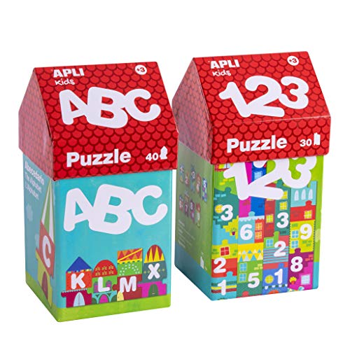 APLI Kids 18776-Kit Especial Puzzles Casitas Educativos ABECEDARIO+ NÚMEROS (14805+14806) (18776)