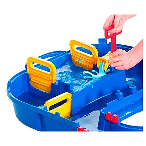 AquaPlay 8700001528 Megabridge Waterway Colorida Mesa de Juego de Agua con Sistema de Canal de Trabajo, grúa elevadora, Puentes, Barco y Juguete de Coche, Adecuado para niños a Partir de 3 años