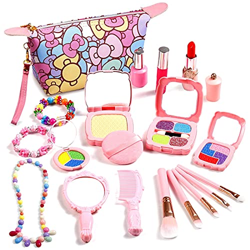 ARANEE Juego de Maquillaje para niñas, 20 Piezas, Juego de Maquillaje con Bolsa de cosméticos, Regalo para niños (no cosméticos Reales)