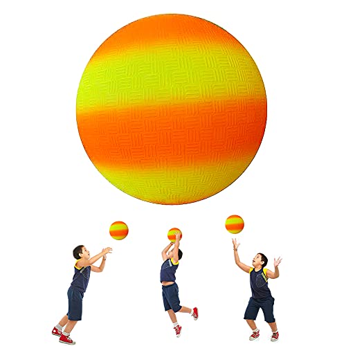 ARVOV Balón de fútbol de PVC con arco iris, balón de fútbol para niños, pelota de waterpolo de playa, pelota de PVC para interior y exterior, 20 cm, color naranja y amarillo