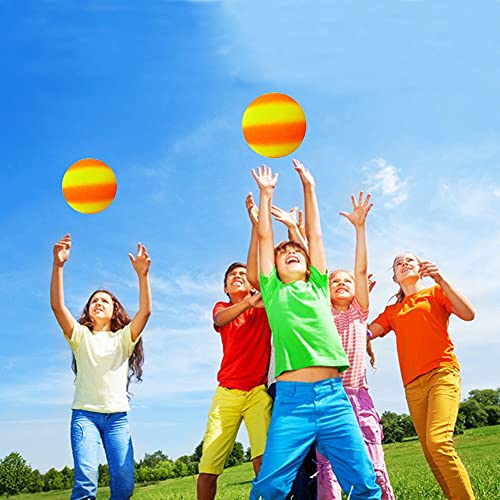 ARVOV Balón de fútbol de PVC con arco iris, balón de fútbol para niños, pelota de waterpolo de playa, pelota de PVC para interior y exterior, 20 cm, color naranja y amarillo