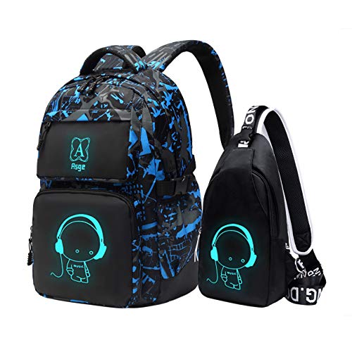 Asge - Mochila Escolar para niñas, Adolescentes, jóvenes, Mochila para el Colegio, Mochila Reflectante para el Exterior, Camping, Mochila Grande, Resistente al Agua, Mochila para el Hombro