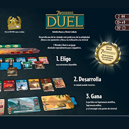 Asmodee-7 Wonders: Duel-Español-¡Conduce a tu civilización hacia la Victoria, Color (7DU-SP01)