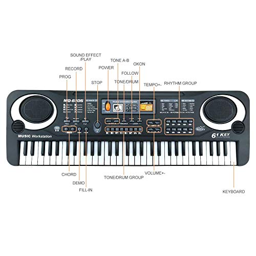 ASTOTSELL Teclado de Piano de 61 Teclas para niños, Piano Multifuncional para Principiantes con micrófono para niños de 3 a 4 5 años de Edad, Piano Digital de Juguete