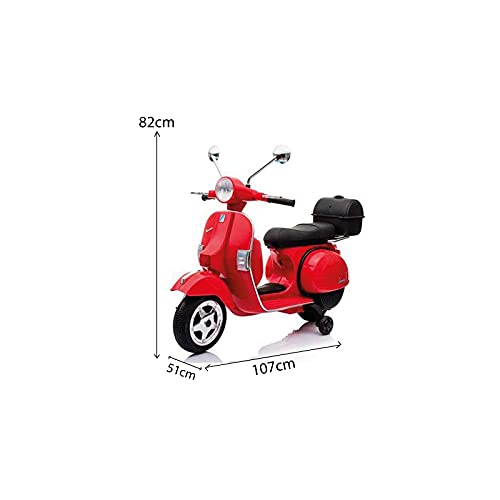 ATAA CARS Vespa clásica PX 150 Oficial 12v Licencia Piaggio - Rojo - Moto eléctrica para niños hasta 6 años. Batería 12v con ruedines amovibles.