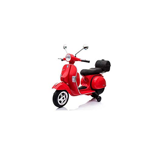 ATAA CARS Vespa clásica PX 150 Oficial 12v Licencia Piaggio - Rojo - Moto eléctrica para niños hasta 6 años. Batería 12v con ruedines amovibles.